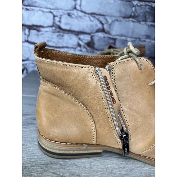 V-Italia Tan Brown Leather Combat Casual Zip Ankle Boots Women Sz 39EU/8.5M US - Picture 12 of 16